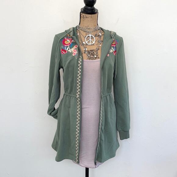 NEW SOLITAIRE embroidered green full zip hoodie S - Picture 2 of 14